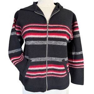 Merino Boiled Wool Gorpcore Cabincore Fashion Bug Full Zip Hoodie Cardigan Small